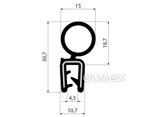 GUMMIPROFIL PIRELI U-FORM MIT OBERER DICHTUNG - DICHTUNG MIT ARMIERUNG - EPDM